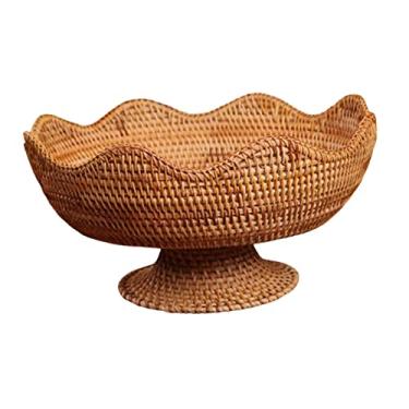 Imagem de Gralara Cesta de comida artesanal, fruteira de vime para festas, ampla, Tamanho real