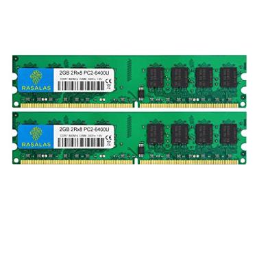 Imagem de Rasalas DDR2 800 PC2-6400 DDR2 4GB Kit (2x2GB) DDR2-800 Udimm Ram Desktop PC2-6400U 2RX8 1.8V CL6 240 Pin Non-ECC Módulos de memória RAM de desktop sem buffer