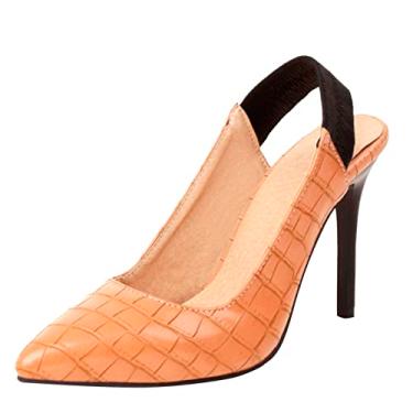 Imagem de CsgrFagr Sapatos femininos de verão com salto pontiagudo colorido para trás sandálias de salto fino salto feminino bico fino sandálias de arco alto, Bege, 7