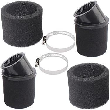 Imagem de LIYYDS 2 peças de limpador universal de filtro de desempenho de cápsula de espuma dupla angular 48 mm, 49 mm, 50 mm, 50 cc, 70 cc, 90 cc, 110 cc, 125 cc, quadriciclo para quadriciclo Go Kart Moped Pit