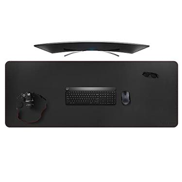 Imagem de ZORESYN Mousepad tamanho grande 5GG (160 cm x 61 cm) – Mouse pad grande para jogos de couro PU – Base antiderrapante e teclado de mesa à prova d'água com mouse pad estendido (preto, 5GG – tamanho grande)