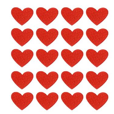 Imagem de 20 peças de apliques bordados amor coração remendos ferro em remendos costurados em emblemas DIY bordados apliques adesivos de roupas (vermelho)