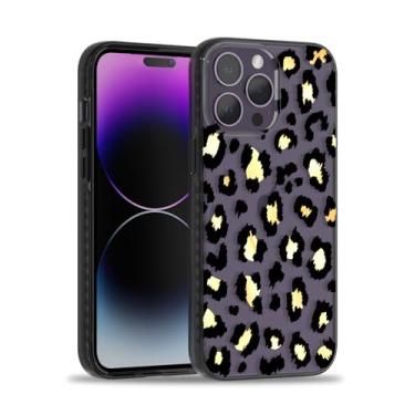 Imagem de Scorpify Capa para iPhone 14 Pro para design de leopardo transparente preto e dourado, linda capa de telefone fina para mulheres e meninas, com protetor de tela de vidro temperado + protetor de lente de câmera, presente elegante com detalhes dourados