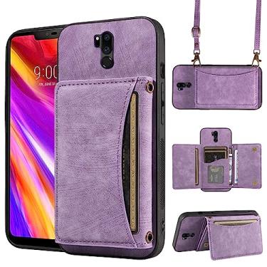 Imagem de Capa de telefone para LG G7 ThinQ Capa carteira com alça de ombro transversal e bolso de couro para cartão de crédito com suporte fino LGG7 One G 7 Plus LG7 Fit LG7ThinQ 7G Thin Q G7+ G7thinq