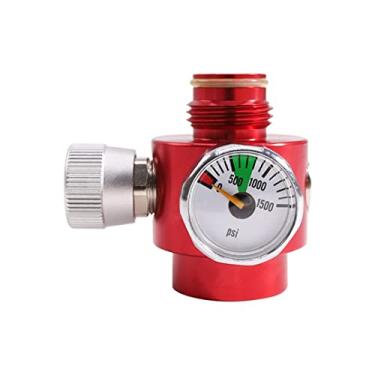 Imagem de ZCTCL Nova rosca interna de paintball, tanque de cilindro de CO2, válvula liga/desliga com medidor de 1500psi, G1/2-14 (vermelho)