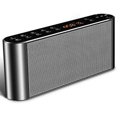 Imagem de Alto-falante portátil sem fio Bluetooth Alto-falante Dual Drivers MP3 Players Rádio FM estéreo com som HD, microfone embutido, áudio de alta definição e graves aprimorados, cinza