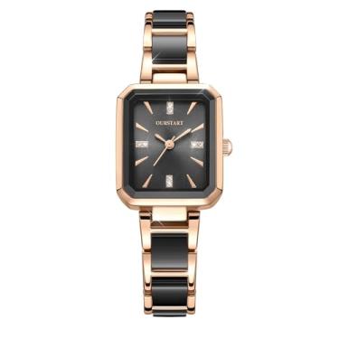 Imagem de TPSOUM Relógio de pulso feminino, relógio feminino com design elegante, relógio feminino analógico de quartzo com pulseira de cerâmica, Preto, Tendência
