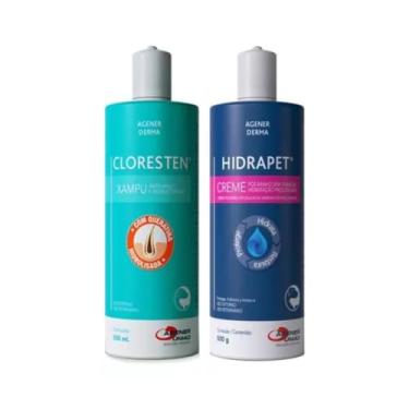 Imagem de Shampoo Cloresten 500ml + Hidrapet Creme 500g Cão Cães Gato