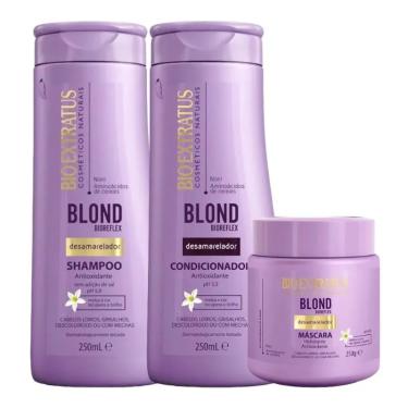 Imagem de Kit 1 Shampoo 1 Condicionador 1 Mascara Desamarelador Blond Bioreflex 250 Ml