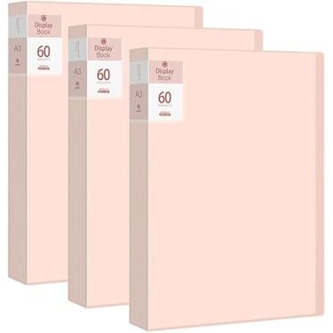 Imagem de Portfólio de pintura de arte A3 3 unidades, pasta de portfólio com 60 páginas de exibição 120 páginas para desenho de arte, fotografias, pôsteres, B3,43 * 32,5 * 4,2 cm