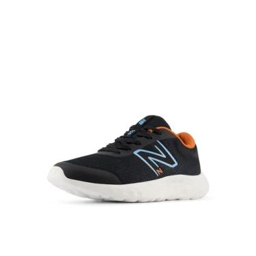 Imagem de New Balance Tênis de corrida unissex infantil 520 V8 com cadarço, Preto/Team Sky Blue/Argila Infield, 4 Big Kid