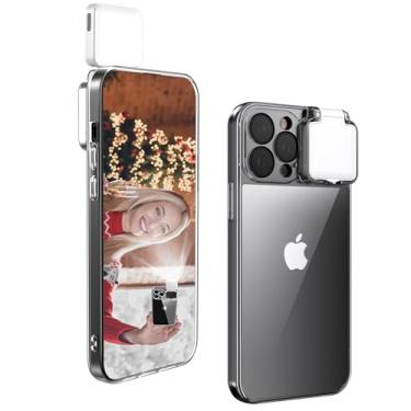 Imagem de CEXHG Com luz de selfie de LED para iPhone 15 Pro Max, capa iluminada, recarregável, compatível com maquiagem ao vivo, tik tok-video- selfie iluminada para mulheres (transparente, para iPhone 15 Pro
