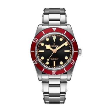 Imagem de Cronos L6033 37 mm BB54 Relógios automáticos relógio de mergulho masculino aço inoxidável 200 m resistente à água, Preto, dourado