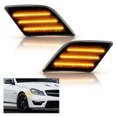 Imagem de Bestview Luzes de LED laterais compatíveis com Mer'cedes Benz W204 C250 C300 C350 C350 e 2008-2013 C63 AMG, lado do motorista e do passageiro, lente fumê