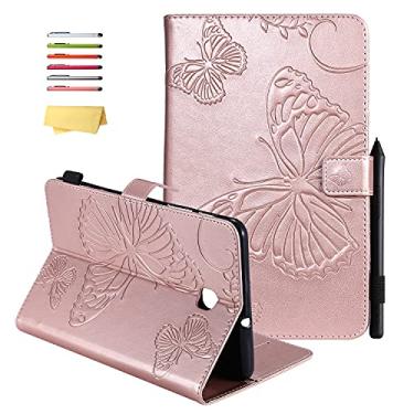 Imagem de UUcovers Capa para Samsung Galaxy Tab A 20.3 cm 2018 modelo (SM-T387/T387V) com porta-lápis/bolsos para cartão, suporte fólio de couro PU em relevo, capa carteira magnética à prova de choque,