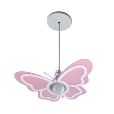 Imagem de Luminária Borboleta Rosa Pendente Quarto infantil - VILELA ILUMINACAO