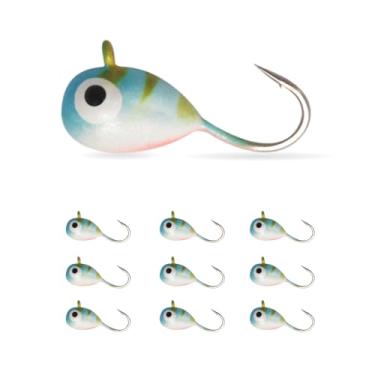 Imagem de MUUNN 10 peças 0,20 g - 4,40 g multicolorido brilho tungstênio pesca no gelo, 2,7 mm - 7 mm, anzol Hayabusa para pesca no gelo no inverno 4,0 mm
