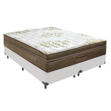 Imagem de Cama Box Bipartido Queen Branco e Colchão Gold Ultragel Molas ensacada