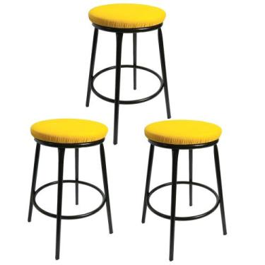 Imagem de Kit 3 Banco Baixo 50 Cm de Altura Sem Encosto Para Cozinha Mesa Estrut