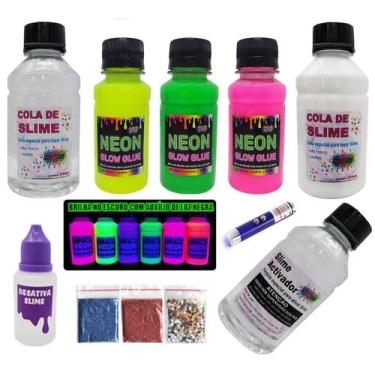 Imagem de Kit Para Fazer Slimes Colas Neon Branca E Transparente - Ine Slime