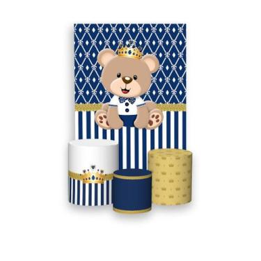 Imagem de Painel De Festa Vertical 1,50 x 2,20 + Trio De Capas Cilindro - Ursinh