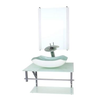Imagem de Gabinete de vidro para banheiro 60cm ac cuba abaulada branco full - CU