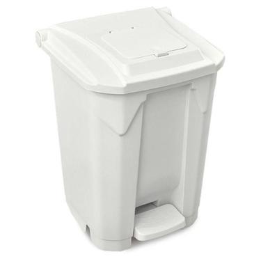 Imagem de Lixeira 60L Com Roda Pedal Tampa Click Branca - Arqplast