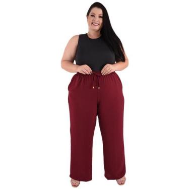Imagem de Calça Plus Size Estilo Pantalona Feminina Cintura Alta Dunas Tendencia