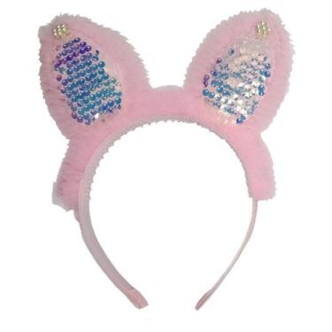 Imagem de Tiara Orelha de Coelho c/ Detalhes em Paetê com Tule Menina - BIJOMAR 