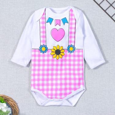 Imagem de Body longo bebê junino branco em suedine - Era Uma Vez, 3-6M