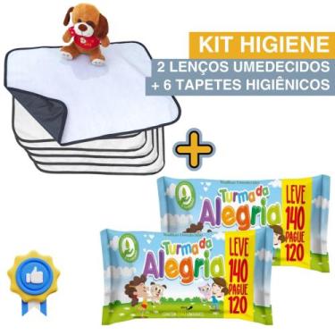 Imagem de Kit Higiene Pet com 2 Lenços Umedecidos Turma da Alegria + 6 Tapetes H
