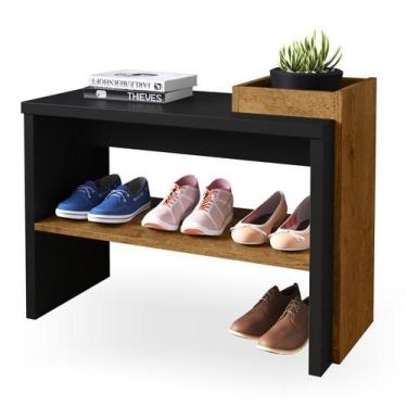 Imagem de Sapateira Banco para Hall De Entrada Com Prateleira Ripada Londres Vár