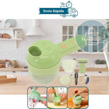 Imagem de Conjunto de fatiador de legumes elétrico portátil 4 em 1, processador 