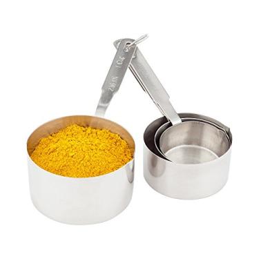 Imagem de Met Lux Copos de medição de metal, 4 peças resistentes à corrosão Copos medidores revestidos – Medidas gravadas, leves, copos de medição profissionais de aço inoxidável, inclui anel, para cozinhar