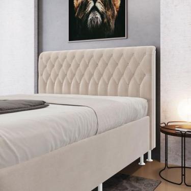 Imagem de Cabeceira Decorativa Bellatrix 140 para Cama de Casal Sued Bege Aradec