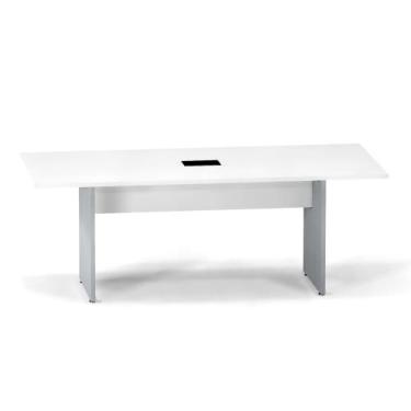 Imagem de Mesa Reunião Power Box Pé Painel P25 Pandin 2,6 M Branco e Cinza