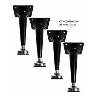Imagem de 4 Pes Cônico P/ Moveis Preto, 15cm C/ Parafuso - comercialoliveira