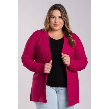 Imagem de Cardigan Feminino Plus Size Ribana Larga - Serena, Pink, G7