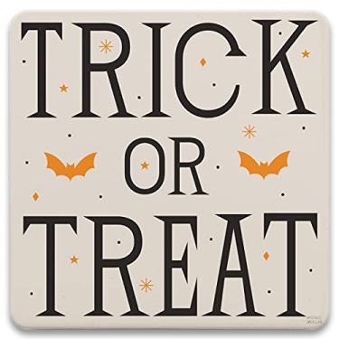 Imagem de CoasterStone Porta-copos absorventes com travessuras ou petiscos, 10 cm de largura, conjunto de quatro