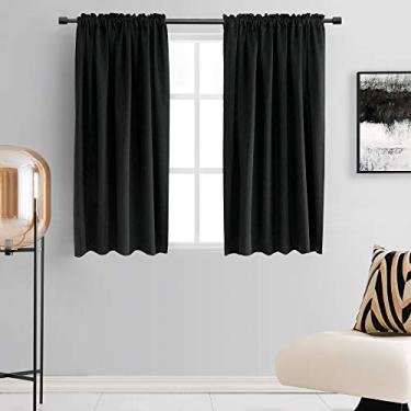 Imagem de DONREN Cortinas blackout 99% para quarto - Cortinas blackout com isolamento térmico para janelas pequenas (106 x 137 cm, conjunto de 2 painéis, preto)