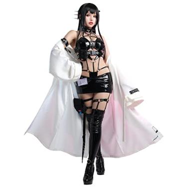 Imagem de Cosplay.fm Conjunto feminino de sutiã e saia para cosplay com calcinha e cinto, Preto, Large