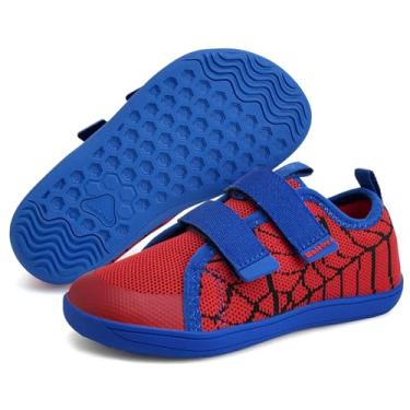 Imagem de WateLves Tênis infantil infantil largo descalço The First Walking Shoes Meninas Meninos Respirável Zero Drop Minimalista com Biqueira Larga Natural para Crescer, Aranha vermelha, 16