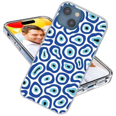Imagem de ARTIOSIT Capa para iPhone 15 para meninas e homens, à prova de choque, fina, fina, macia, TPU transparente, capa protetora para iPhone 15 6.1, desenho animado legal azul verde magia moda peru olho