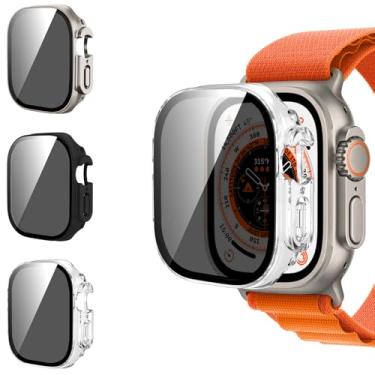 Imagem de AOKUTDA Pacote com 3 capas compatíveis com Apple Watch Ultra 3/Ultra 2/Ultra 49 mm, protetor de tela de vidro temperado antiespionagem de 30° com cobertura total ultrafina para acessórios iWatch (3