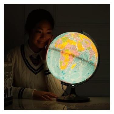 Imagem de Globos Globo mundial de 12,5 polegadas com suporte e lupa iluminado globo mundial educacional globo infantil decoração de escritório decorativo