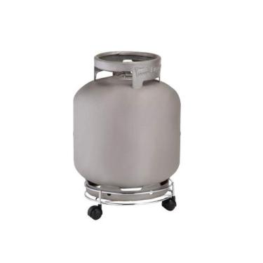 Imagem de Porta Botijao De Gas Com Rodizio Lara Diam. 300 X A100 Mm - Cromado - 