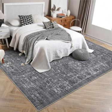 Imagem de GAOMON Tapetes grandes dobráveis de 22,5 x 30,5 cm para sala de estar, quarto, antiderrapante, resistente a manchas, lavável na máquina, tapetes vintage envelhecidos, estampa floral retrô de pelo