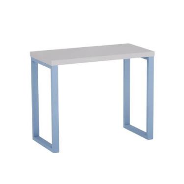 Imagem de Mesa Auxiliar Tubolar PE 40 Pandin 90 x 45 Cm Cinza e Azul Dali