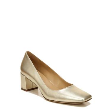 Imagem de Naturalizer Sapato feminino Karina salto baixo bico quadrado, Couro dourado champanhe, 7 Narrow