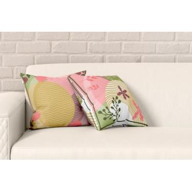 Imagem de Kit 2 Almofadas Com Enchimento Cacto Flores Abstrato Rosa - Core Decor